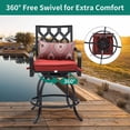 thumbnail image 6 of Craftian 5-Piece Patio Swivel Bar Set, 32" Square Patio Bar Table (Umbrella Hole) and 4 Cushioned Swivel Bar Stools, Metal Patio Bar Set Ideal for Patio Lawn Garden Porch, Black, 6 of 7