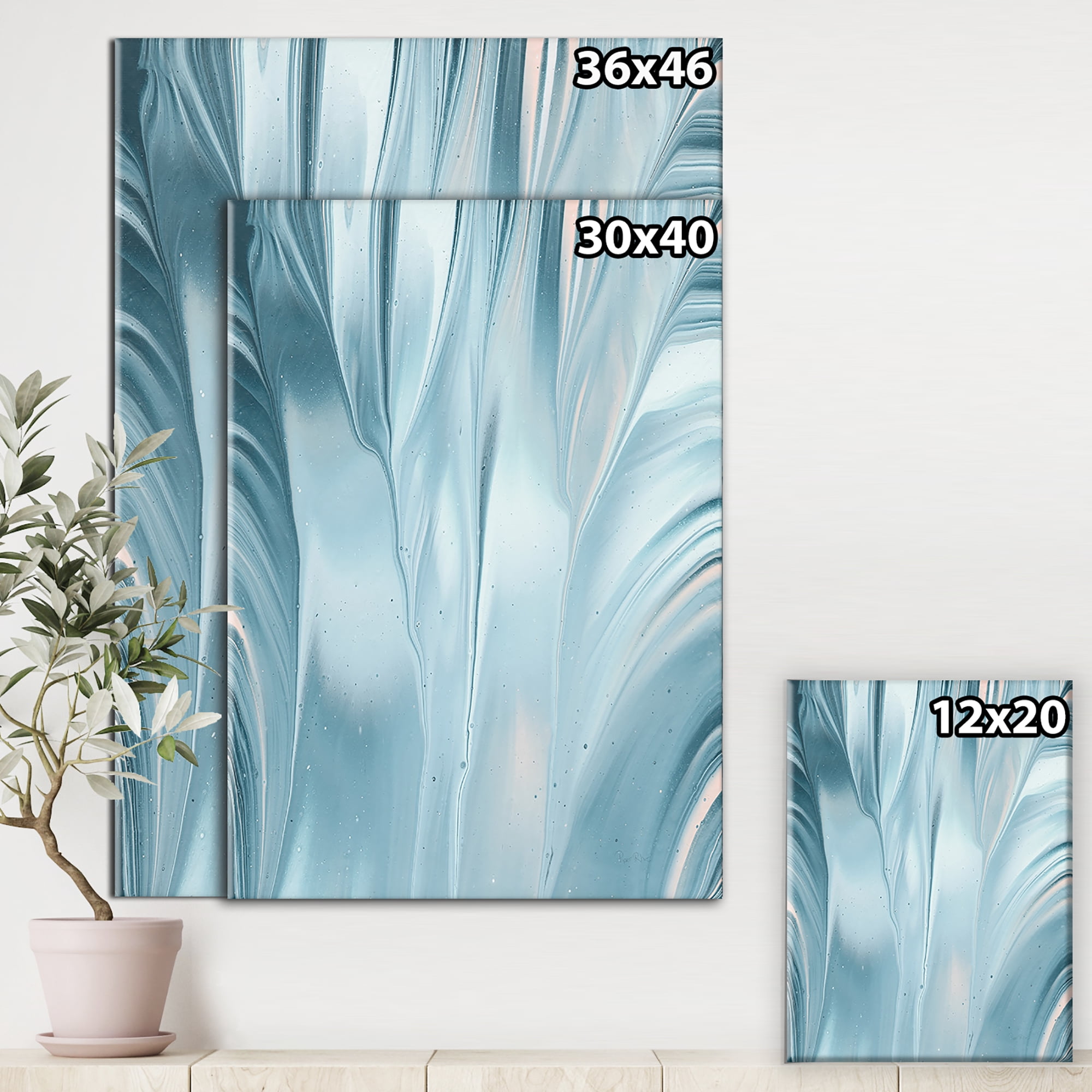 Designart 'Blue Modern Water III' Modern Transitional gallery-wrapped Canvas