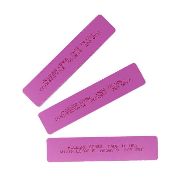 Allegro Combs Professional Nail Files Hard Shell Soft Sponge Nail Filer. Cushioned Filers Grits 280. Berry 3 Pcs.