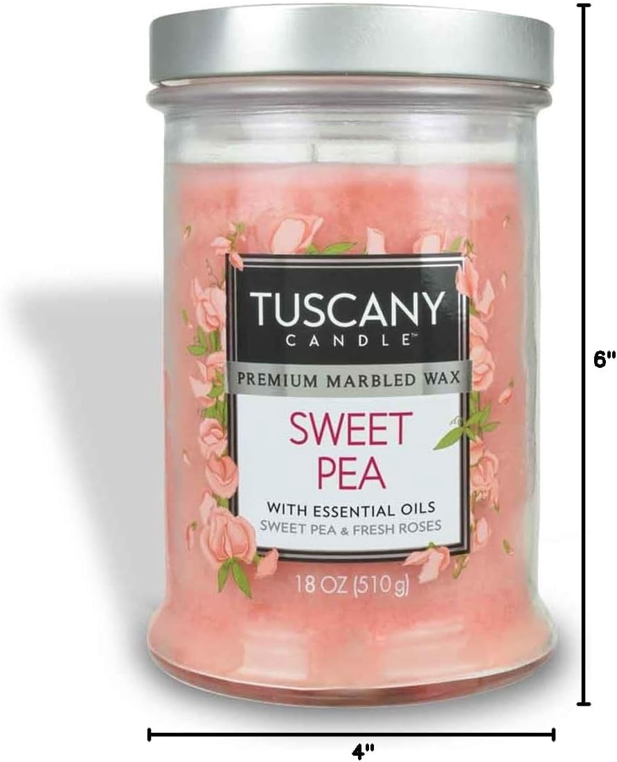 Tuscany Candle Sweet Pea Long-Lasting Scented Jar Candle, 18 oz
