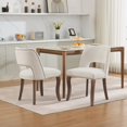 thumbnail image 3 of UHOMEPRO Dining Chair Set of 2, Mid-Century Fabric Upholstered Dining Room Chairs, Modern Kitchen Chairs with Curved Backrest and Copper Nails for Dining Room Living Room Kitchen, Beige, 3 of 9
