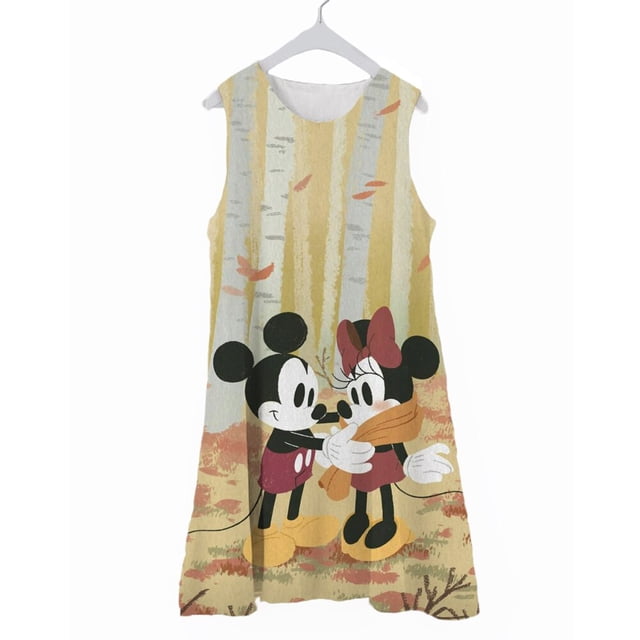 Novedad de verano, ropa de dormir con estampado de Minnie Mouse de dibujos animados, camisones blancos como la nieve para niñas, vestidos de fiesta para niños, pijamas para niñas Dress150 Gao Jinjia LED