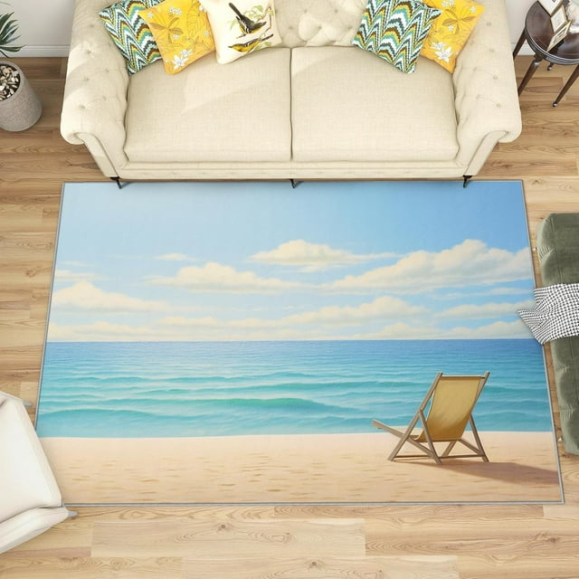 3x4 Rug, Beach Door Mat Washable Non Slip Soft for Entryway, Sea Ocean Marine Rug, Coastal Carpet, Beach Home Decor & Gifts
