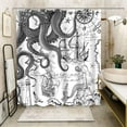 thumbnail image 3 of Vintage Nautical Octopus Shower Curtain Navy Blue Mermaid Funny Ocean Kraken Shower Curtains for Bathroom Anchor Coastal Map Waterproof Fabric Bath Curtain Decor with Hooks 72 x 72, 3 of 7