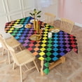 thumbnail image 3 of Colorful Rainbow Checkered Pattern Rectangle Tablecloth 60"x120",Waterproof Polyester Rectangle Table Cloth, Wipeable Spillproof Polyester Tablecloth for Dining, Camping, Indoor and Outdoor, 3 of 6