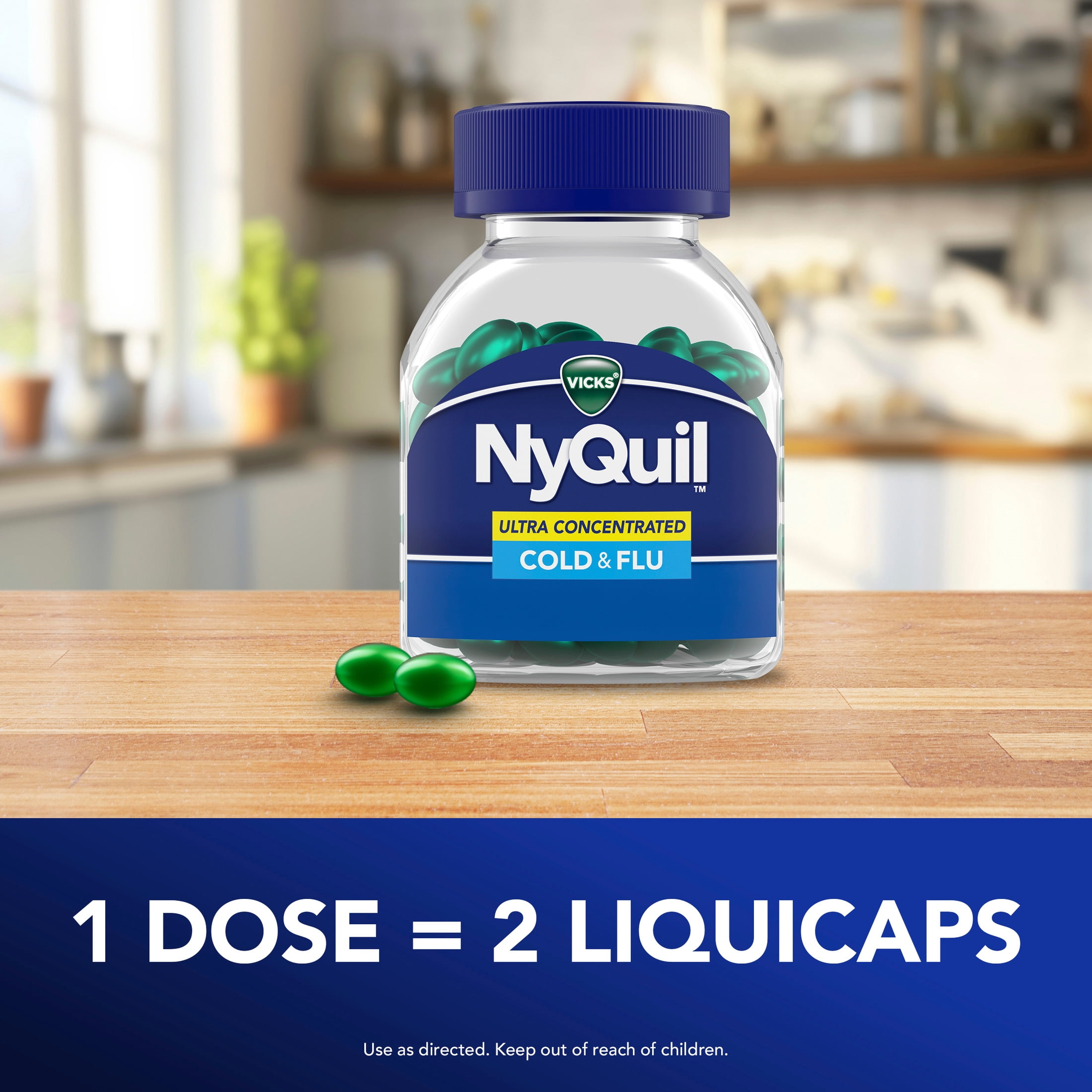 Vicks DayQuil & NyQuil Cold and Flu Ultra Concentrated Liquicaps, Cold Medicine, 96 Count