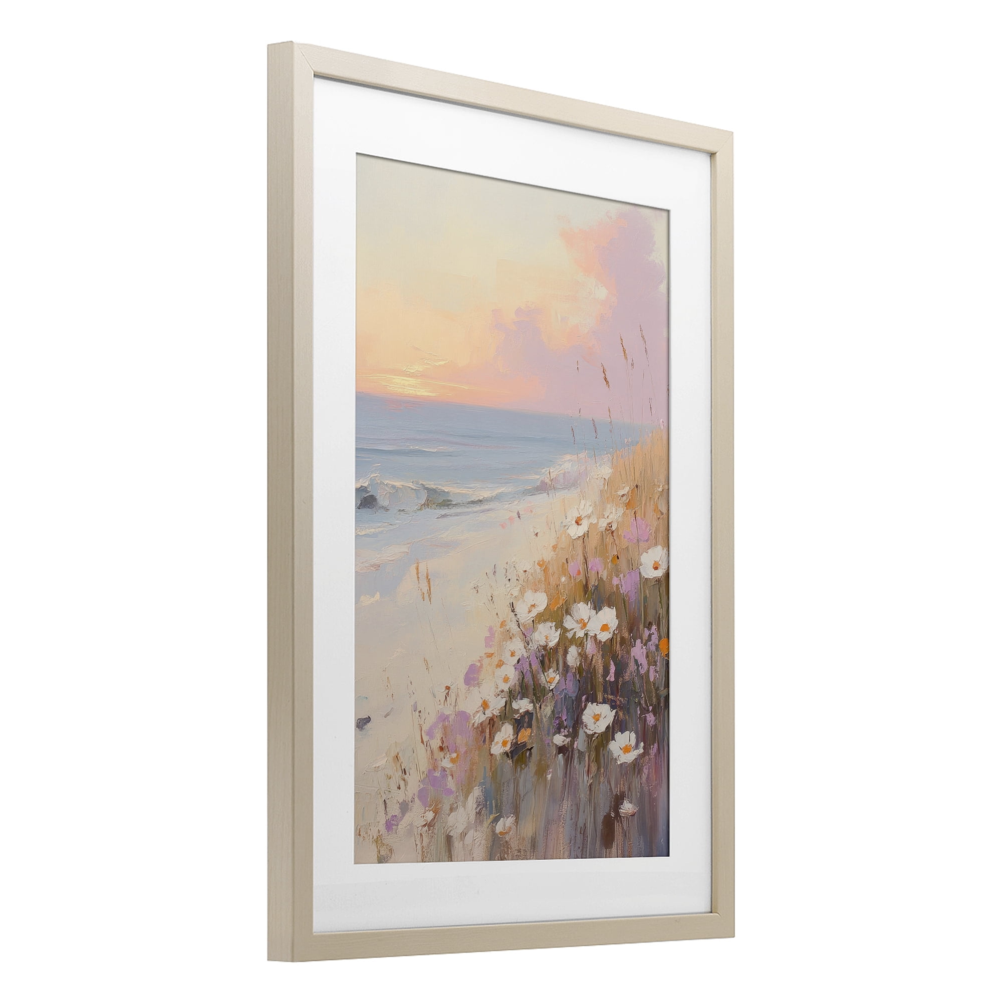 Stupell Industries Pastel Sunset Wildflowers By Sea Birch Framed Print Under Glass, design by Sisi and Seb