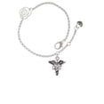 thumbnail image 2 of Delight Jewelry Silvertone Caduceus - DPT Silver-tone Rose Link Chain Bracelet, 6.25"+1.75" Extender, 2 of 4