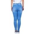 thumbnail image 3 of 2Luver, Women's, Stretchy 5 Pocket Skinny Distressed Denim Jeans, Medium Blue, 13, 3 of 3