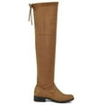 thumbnail image 5 of Forever Link Jalen-H4 Tan OTK High Lace Up Chunky Flat Fitted Taupe Suede Boots (Brown, 6), 5 of 5