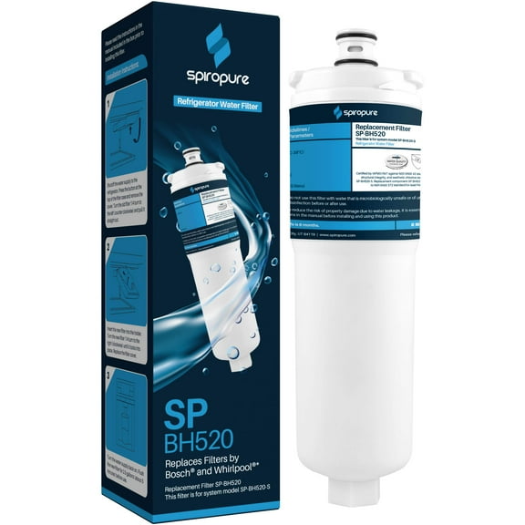 SpiroPure Refrigerator Water Filter Replacement for Bosch 3M WHKF-R-PLUS, CS-52, 640565, WSQ-1, WHCF-R-PLUS, 56932, RWF1100, WHCF-IMTOS, WHCF-IMPLUS, EFF-6026A, CS-452, EVOLFLTR10 (1 Pack)