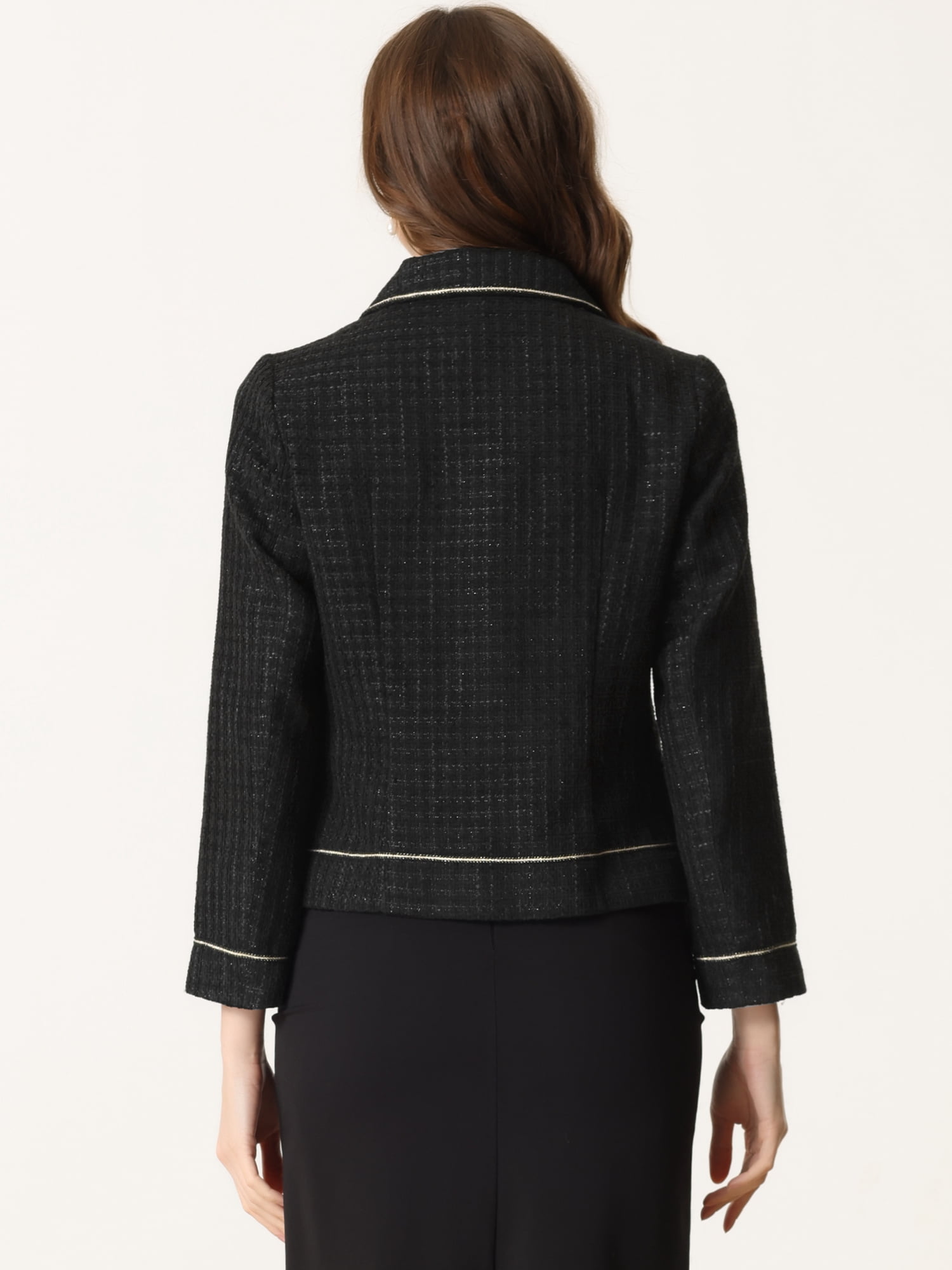 DARING DIVA Pearl Button Contrast Trim Coats Fashion Jackets XS Black