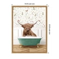 thumbnail image 5 of Kate and Laurel Highland Cow in Meadow Bathtub Framed Canvas Wall Art by Amy Peterson 18 x 24 Sylvie Natural, Whimsical, Animals, Humor Art for Wall Decor, Living Room, Bedroom, 5 of 8
