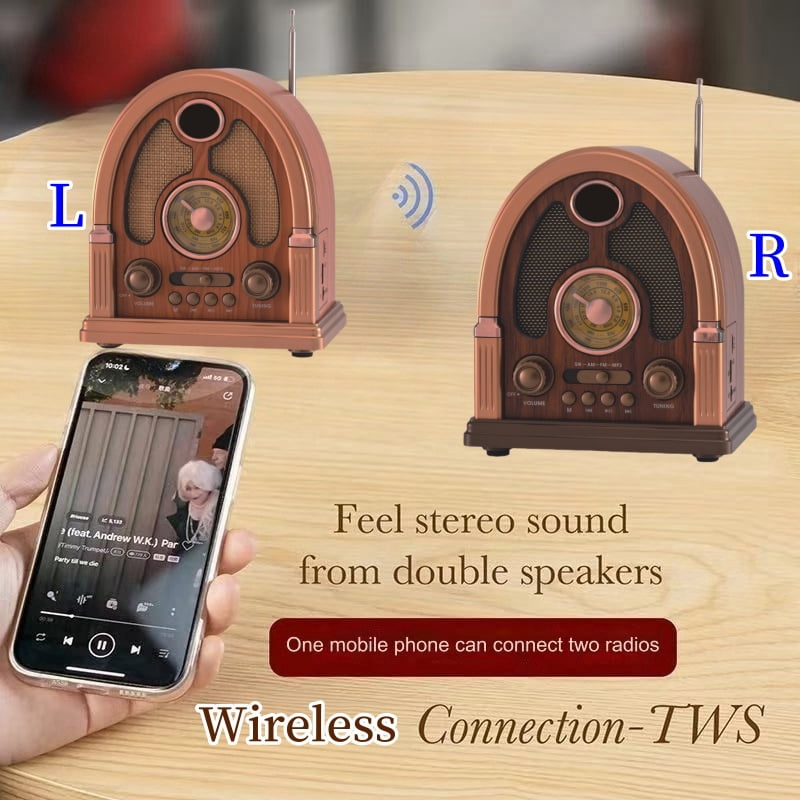 Retro Wireless Bluetooth Speaker, AM/FM/SW Radio Wood Classic Table Radio, Portable Retro Bluetooth Speaker With USB/TF Inputs, Retro Wood Radio for Kitchen Desk Bedroom Office Party Outdoor
