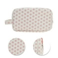thumbnail image 4 of Unique Bargains 1 Pc Bolsa de Maquillaje Rectangular de Puntos de Moda para Viaje Grande Blanca Rosa de Poliéster, 4 of 5