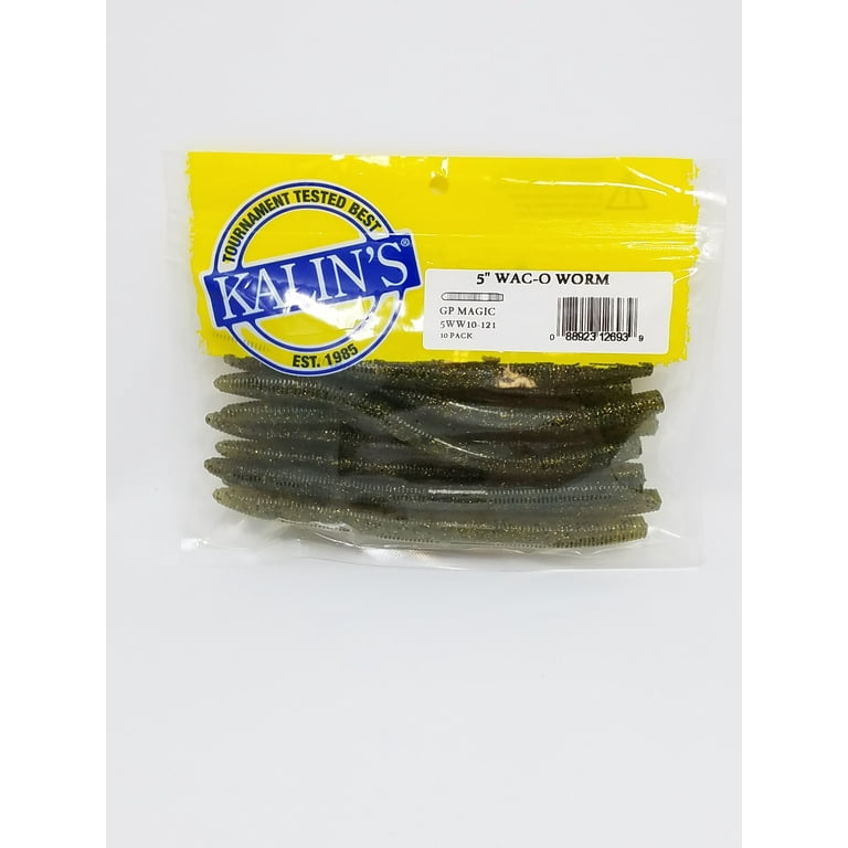 Kalin's Freshwater 5 Waco Worm Soft Plastics Fishing Bait, Green