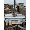 thumbnail image 2 of Outdoor Tablecloth with Umbrella Hole Zipper Blue Khaki Striped Round Tablecloth 60" Waterproof Outside Table Cloth Farmhouse Stripes Modern Abstract Art Patio Table Cover Tablecloths for Picnic, 2 of 8