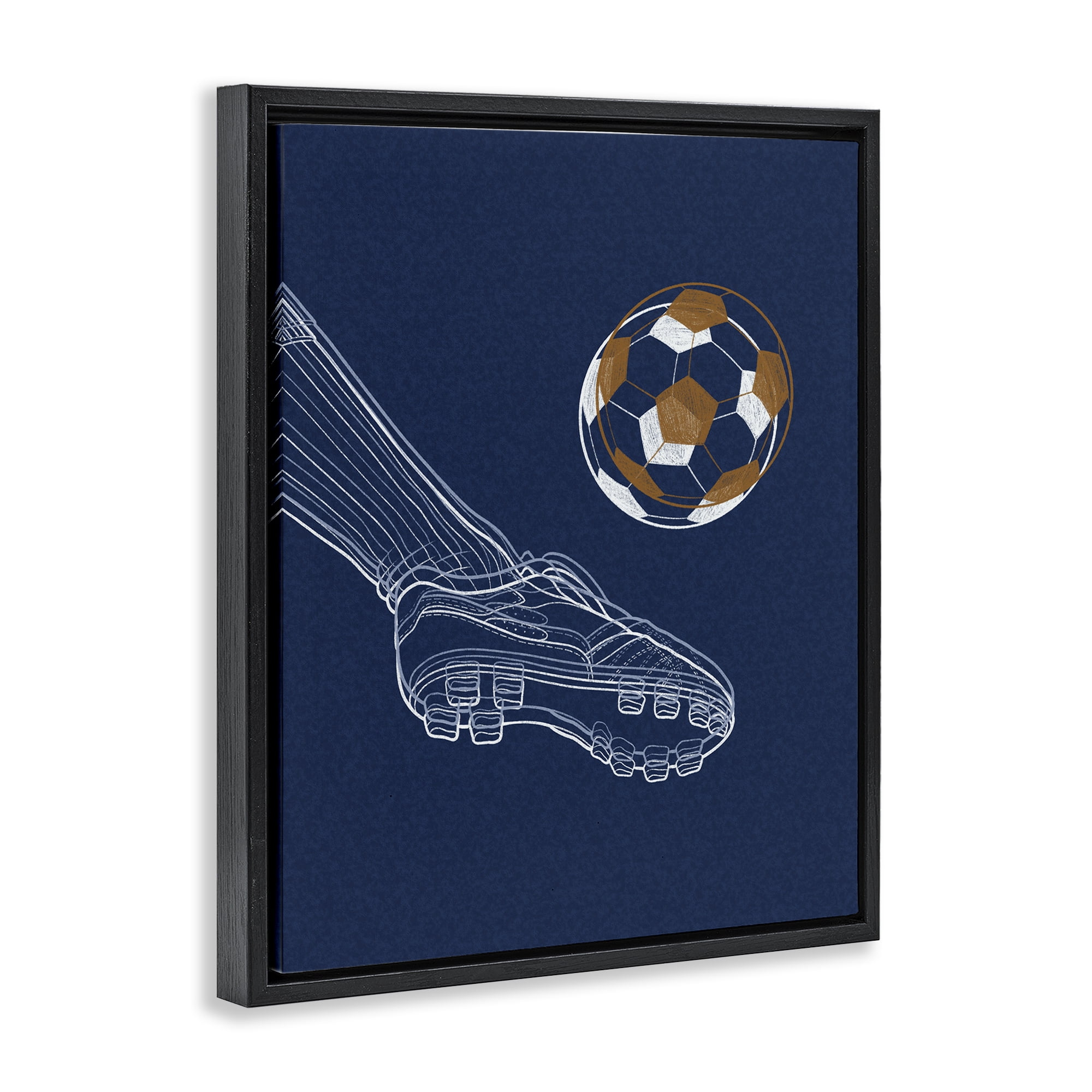 Stupell Industries Soccer Lines Contour Black Framed Floater Canvas Wall Art, design by Marcus Prime