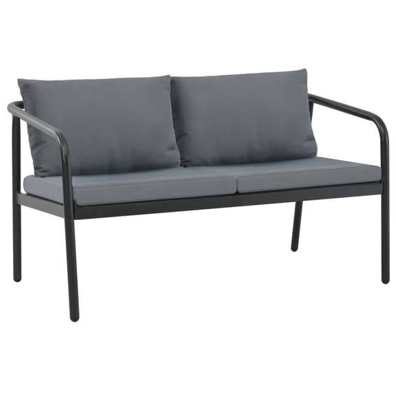 vidaXL 2 Seater Patio Sofa with Cushions Gray Aluminum