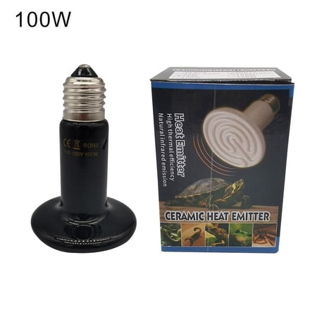 Black Durable Heat Preservation Lamp 50-200W Reptile Ceramic Heat Emitter Heat Bulb Infrared Heater Lamp 100W