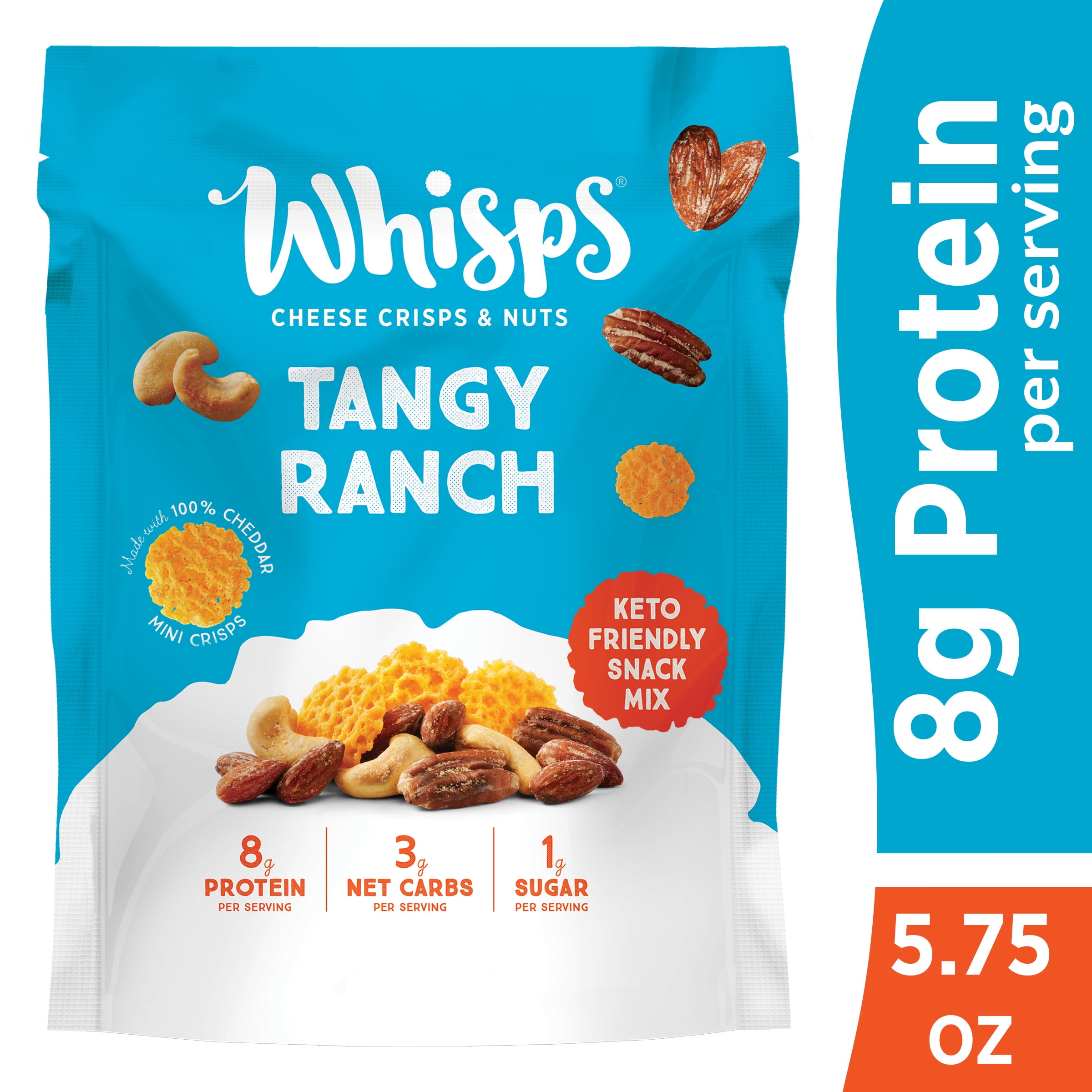Whisps Tangy Ranch Snack Mix, High Protein Snack, 5.75 oz