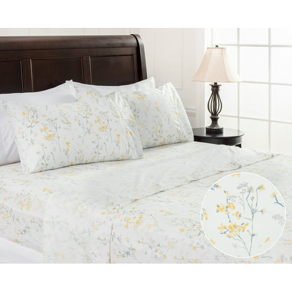 Chanasya 4-Piece Microfiber Bed Sheet Set, Queen ā Super Soft, Elegant Floral Pattern, 100 GSM