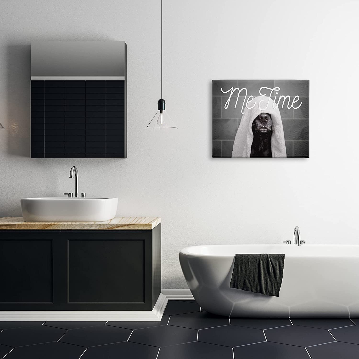 Stupell Industries Me Time Pet Dog Bathroom Portrait Graphic Art Gallery Wrapped Canvas Print Wall Art, 30x24, By Adobe Stock