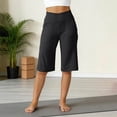 thumbnail image 5 of Petite Capri Shorts for Women Knee Length Stretch Bermuda Casual Long Shorts With Pockets Summer Outdoor Walking Lounge Gym Dark Gray M, 5 of 6