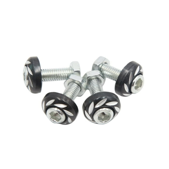 Unique Bargains 4pcs Black 6mm Thread Diameter Motorcycle License Plate Frame Screws Bolts Caps