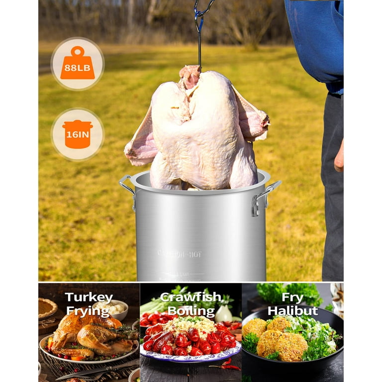 VEVOR Turkey Deep Fryer 30-qt Turkey & 10-qt Fish Steamer Cooker Set Outdoor Aluminum Seafood Frying Pot 54,000 BTU Burner Propane GAS Boiler