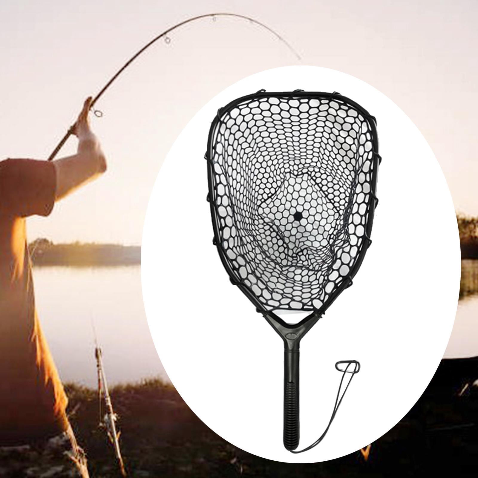 QccHieUs Fishing Landing Net Catching Mesh Net Nonslip Grip Sturdy Fishing Tool Catch and A