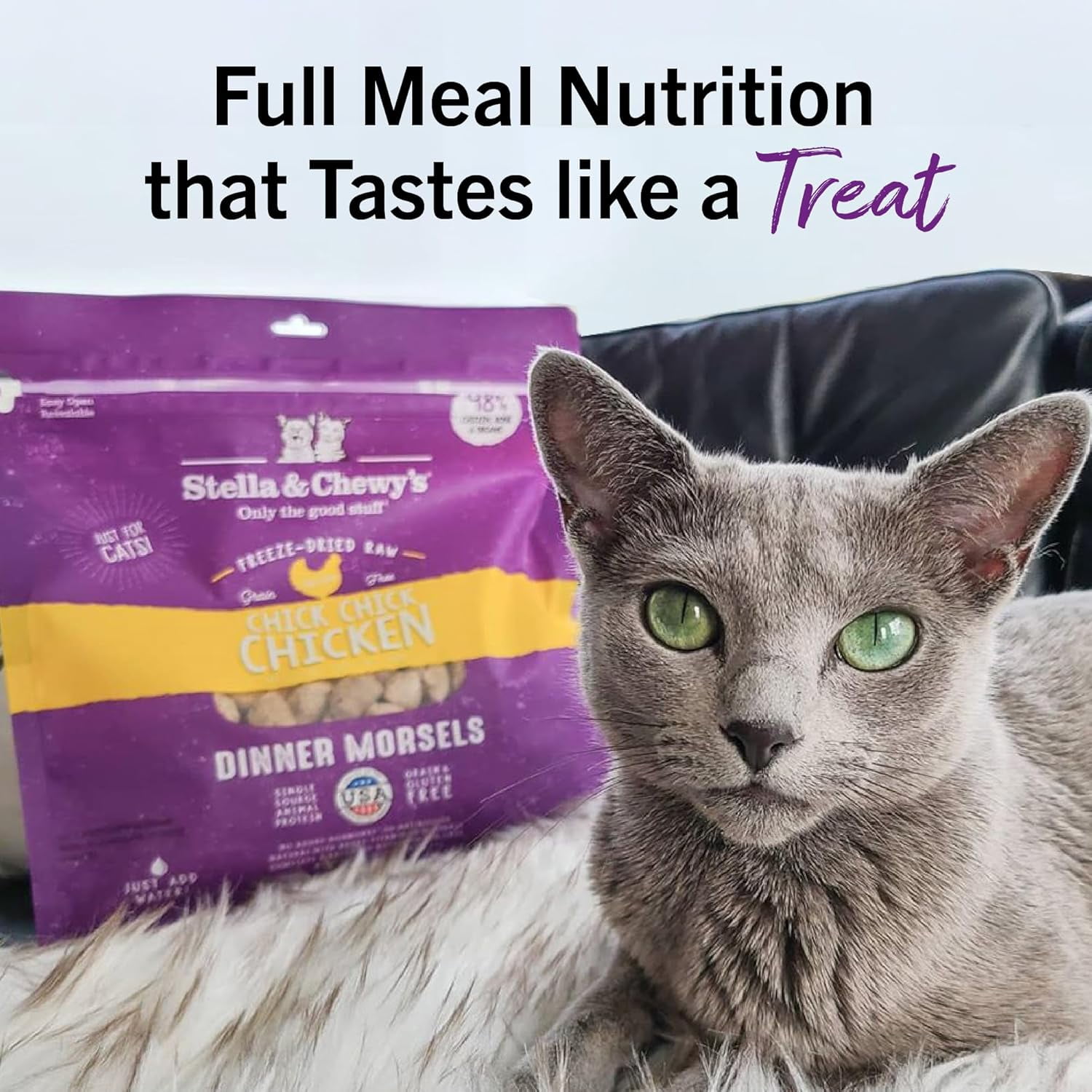 Stella & Chewy's Freeze-Dried Dinner Morsels for Cats - Chick Chick Chicken Recipe - 18 Ounce Bag