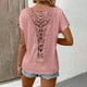 thumbnail image 5 of Camisetas de Mujer Casual, Cuello Redondo con Encaje de Manga Corta para la Oficina, la Fiesta Y el Uso Diario, 5 of 9
