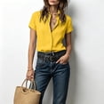 thumbnail image 5 of IUYRTFE Women's Short Sleeve Collared Button Down Shirt Relaxed Fit Stretch Casual Summer Blouse, 5 of 7