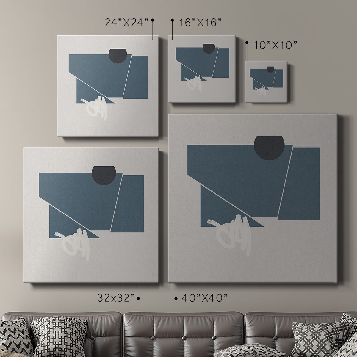 Wexford Home Blue Felt I-Premium Gallery Wrapped Canvas, 24" x 24" - Ready to Hang