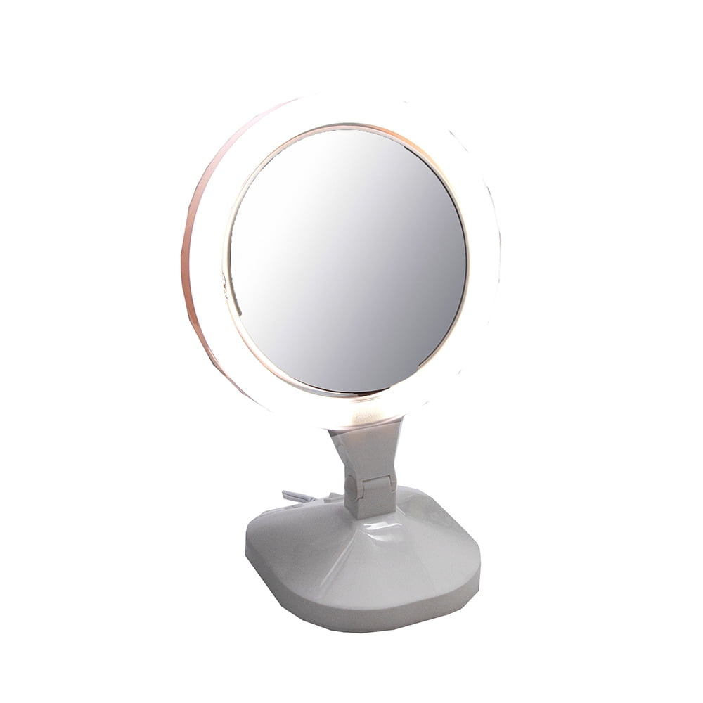Floxite 10X Magnifying LED Lighted Swivel Vanity Mirror with 2