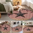 thumbnail image 5 of Round Rugs 7Ft, Texas Star Farmhouse Round Area Rug Washable Indoor Throw Carpet, Rustic Red Plaid Berry Wooden Large Non Slip Circle Rug for Dining Room Playroom Home Decor Aesthetic, 5 of 8
