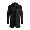 thumbnail image 2 of Lilgiuy Men's Wool Trench Coat Winter Business Formal Overcoat Slim Fit Long Sleeve Single Breasted Zip Up Peacoat for Golf, 2 of 5