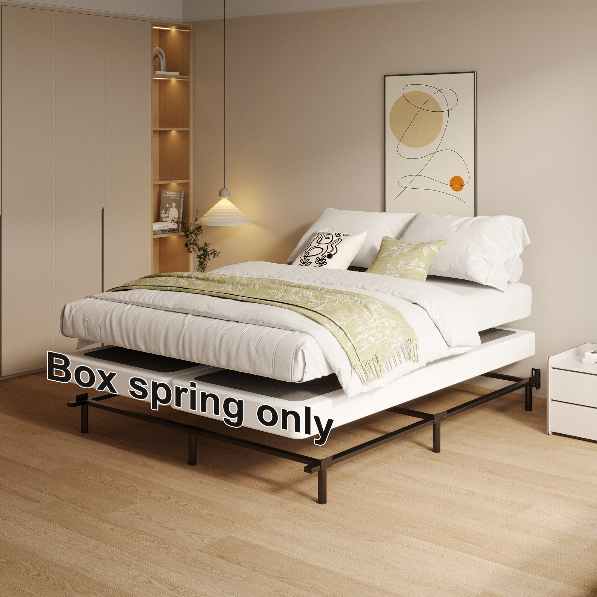 Maenizi 3" Low King Box Spring Split, 2-Pieces Under Mattress Support Box Steel Spring with Fabric Cover, Easy Assembly, Noise Free