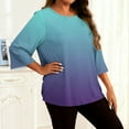 thumbnail image 3 of Womens Plus Size Tunic Tops with Leggings, 3/4 Sleeve Shirts for Women Oversized Fashion Ombre Tie Dye Crewneck T-Shirts, 3 of 5