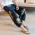thumbnail image 1 of MYG Pantalon Ample à Jambes Larges en Coton et Lin Imprimé pour Hommes, 1 of 9