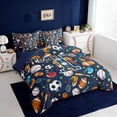 thumbnail image 2 of Erosebridal Letter T Monogrammed 7 Pieces Bedding Comforter Set For Ball Lover,Kids Colorful Cute Stars Print Full Bedding Set,Reversible navy blue, 2 of 7