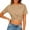 Khaki women's knot front crop top a1, variant on Women's Summer Knot Front Crop Top Casual Short Sleeve T-Shirts Round Neck Solid Blouses Trendy Vacation Fashion Clothes, White 2XL