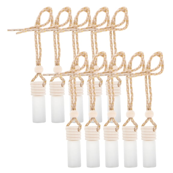 MLINS 10pcs Car Air Fresheners Diffuser with Wooden Cap Empty Aromatherapy Diffuser Clear Car Fragrance Holder Pendant Hanging Perfume Bottles 5ml