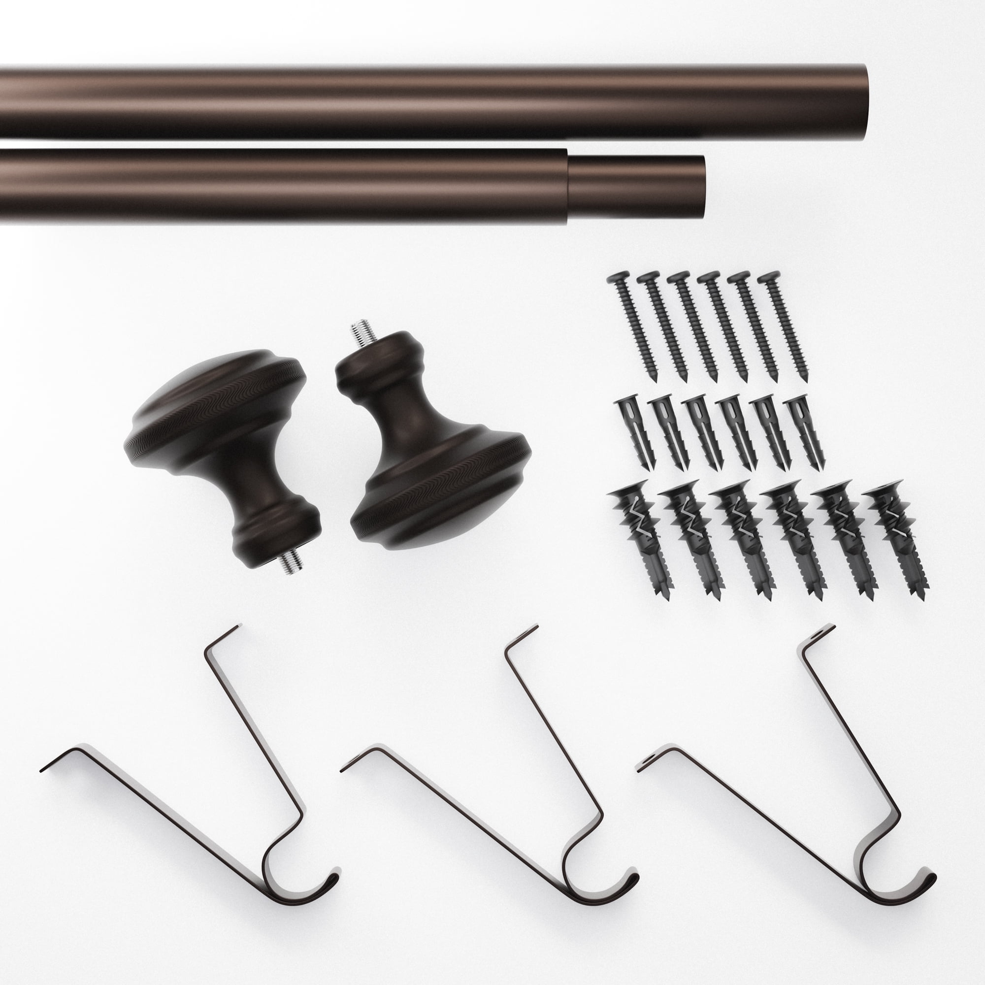 Mainstays 3/4" Bronze Sherry Trumpet Adjustable Single Curtain Rod Set, 30"-84"