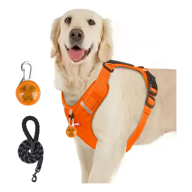 Pechera Arnés Reflectante Para Perros Con Correa Y Luces Led