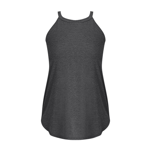 Gibobby Camiseta sin mangas de yoga para mujer Camiseta sin mangas de algodón elástico con correa para colgar en el cuello(GY2,XG)