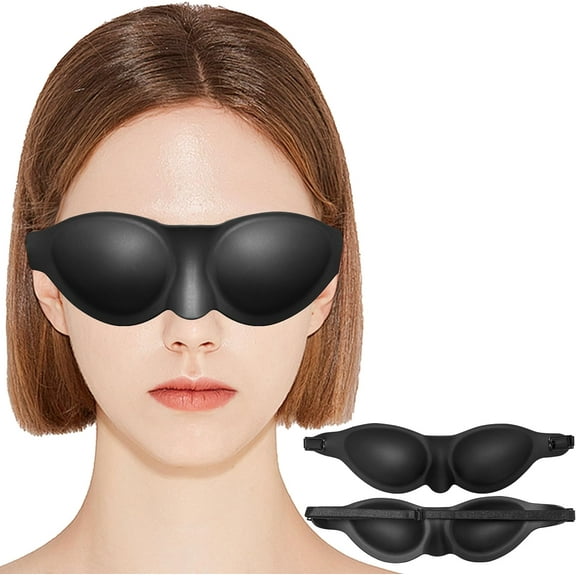 Soft Silicone Sleep Mask – Moisture Retention Design for Dry Eyes, Reusable, Lightweight, and Comfortable Fit (2pack Black)