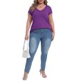 thumbnail image 6 of Gocolloa Plus Size Tops for Women Basic Cap Sleeve V Neck T Shirts Summer Casual Loose Dressy Tunic Purple 1X, 6 of 6