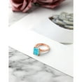 thumbnail image 4 of Gem Stone King 2.56 Ct Green Turquoise White Created Sapphire 18K Rose Gold Plated Silver Ring, 4 of 6